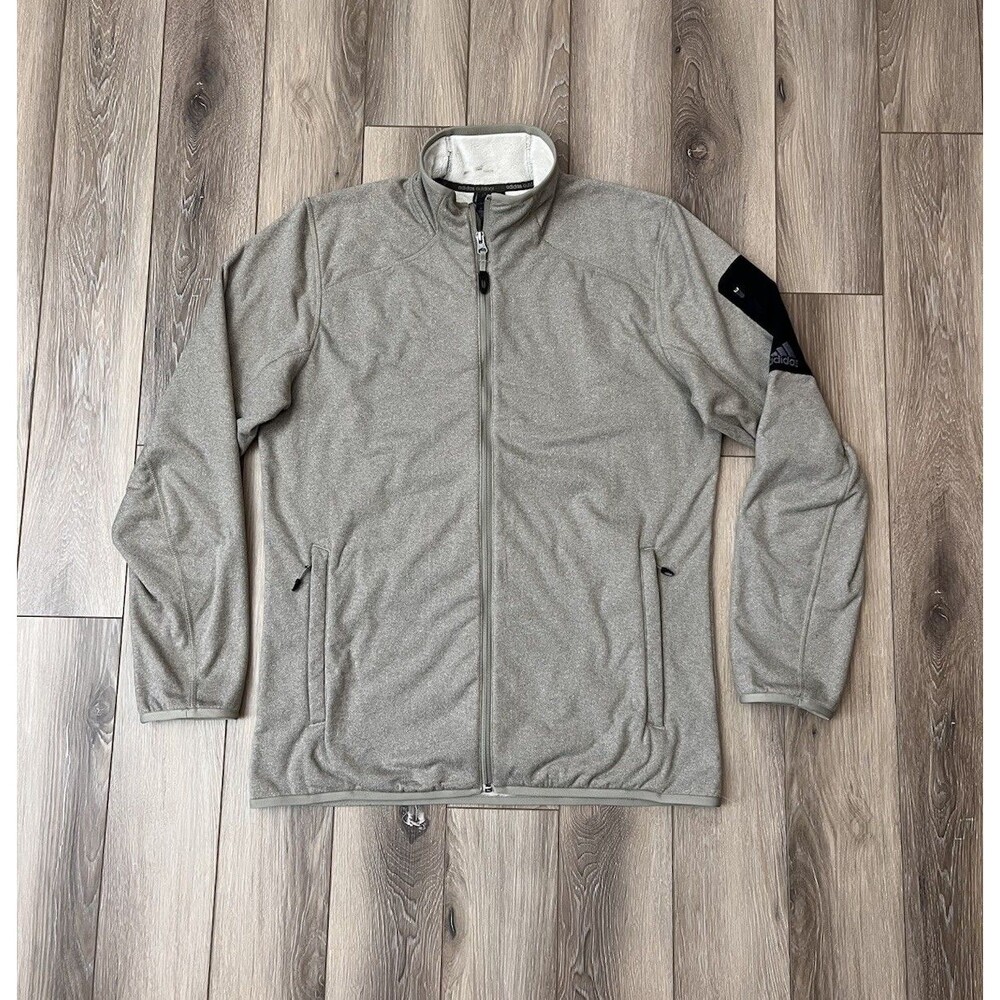 Adidas Hiking Melange Beige/Black Fleece Full Zip Outdoor Jacket Men's Sz Medium